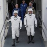 2 U.S. astronauts arrive at launch pad for SpaceX launch