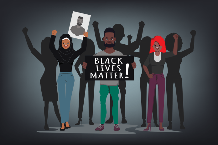 Cartoon depiction of Black Lives Matter demonstrators