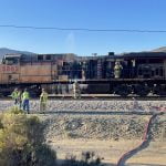 Train car catches fire near Banning