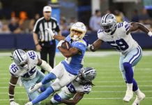 Turpin has kickoff, punt return TDs; Cowboys beat Chargers