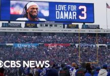 Bills safety Hamlin back in Buffalo to continue recovery