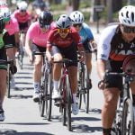 Cyclists race through the city at the Tour de Murrieta grand prix
