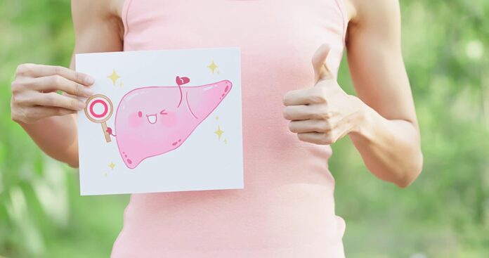 woman take health liver billboard