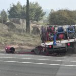 Truck crash into center divider leaves debris across all I-15 lanes