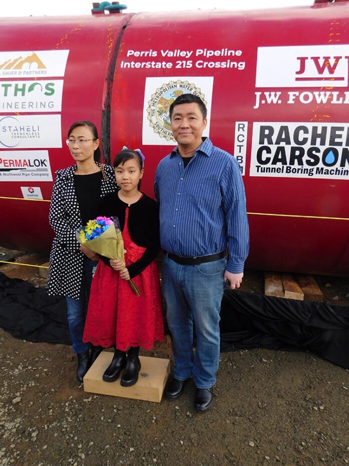 Jessica R Boring MWD’s new tunnel boring machine named by 3rd Grader Jessica Wang ...