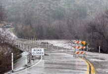 Flood Watch warning issued from National Weather Service Sandia Creek Bridge over Santa Margarita River in DeLuz which gets flooded during heavy rains.