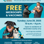 Keep pets safe this Fourth of July: Free microchips and vaccinations for Riverside County families Free microchips and vaccines poster
