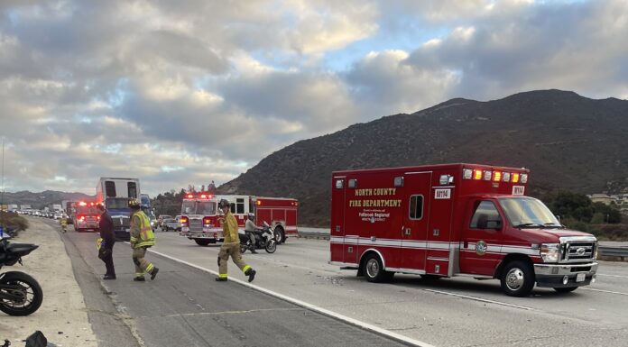 Motorcyclist down after collision on I-15 near Stewart Canyon Road