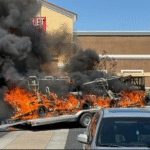 Golf carts in flames in Wildomar