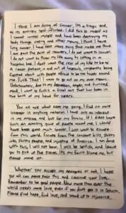 Letter Westman left to his parents and family. Facebook photos