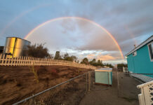 Double rainbow arches over Anza as storm moves in