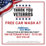 Temecula Car Wash honors veterans with free car washes this Veteran’s Day