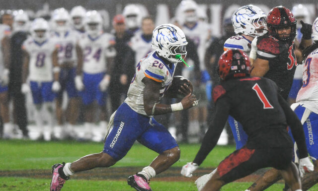 Local football talent on display as Boise State falls to San Diego State in rainy contest