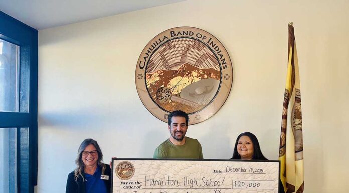 Cahuilla Band of Indians donates $20,000 to support Hamilton High School programs