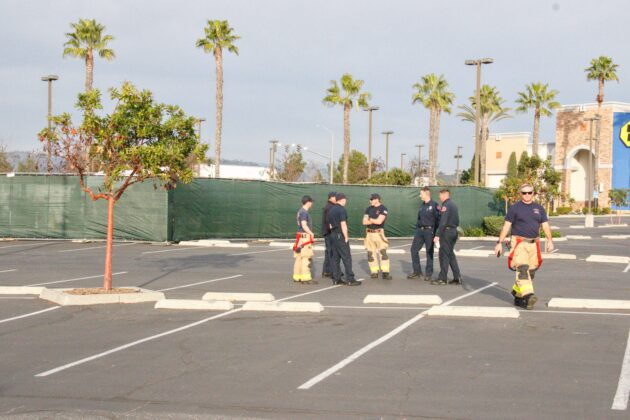 San Marcos Fire Department Firefighters on the scene of the Tesla Battery Energy Storage System fire.