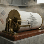 Aftershock count tops 400 in Indio seismic sequence; activity slows Thursday AI generated seismograph in a library with books falling from the shelves and dust in the air as an earthquake rumbles