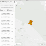 Aftershocks persist following Monday’s 4.9 magnitude Indio earthquake; 4.3 magnitude temblor strikes Wednesday U.S. Geological Survey map showing cluster of earthquakes near Indio.