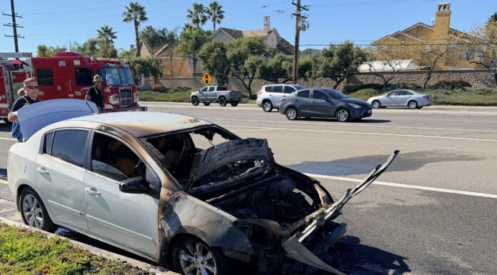 Fully engulfed vehicle fire reported on Winchester Road in Temecula