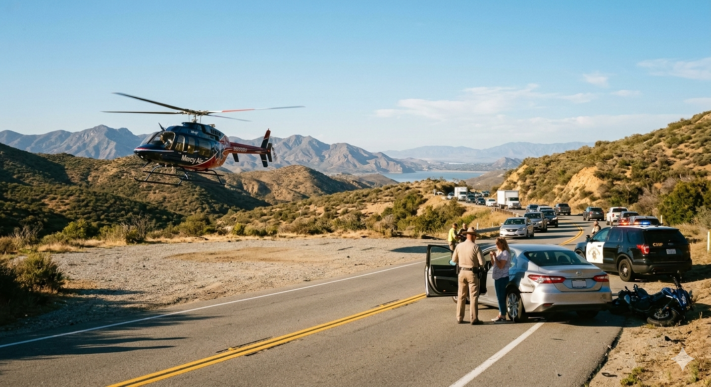 Motorcyclist airlifted after collision on Ortega Hwy. near Lake Elsinore