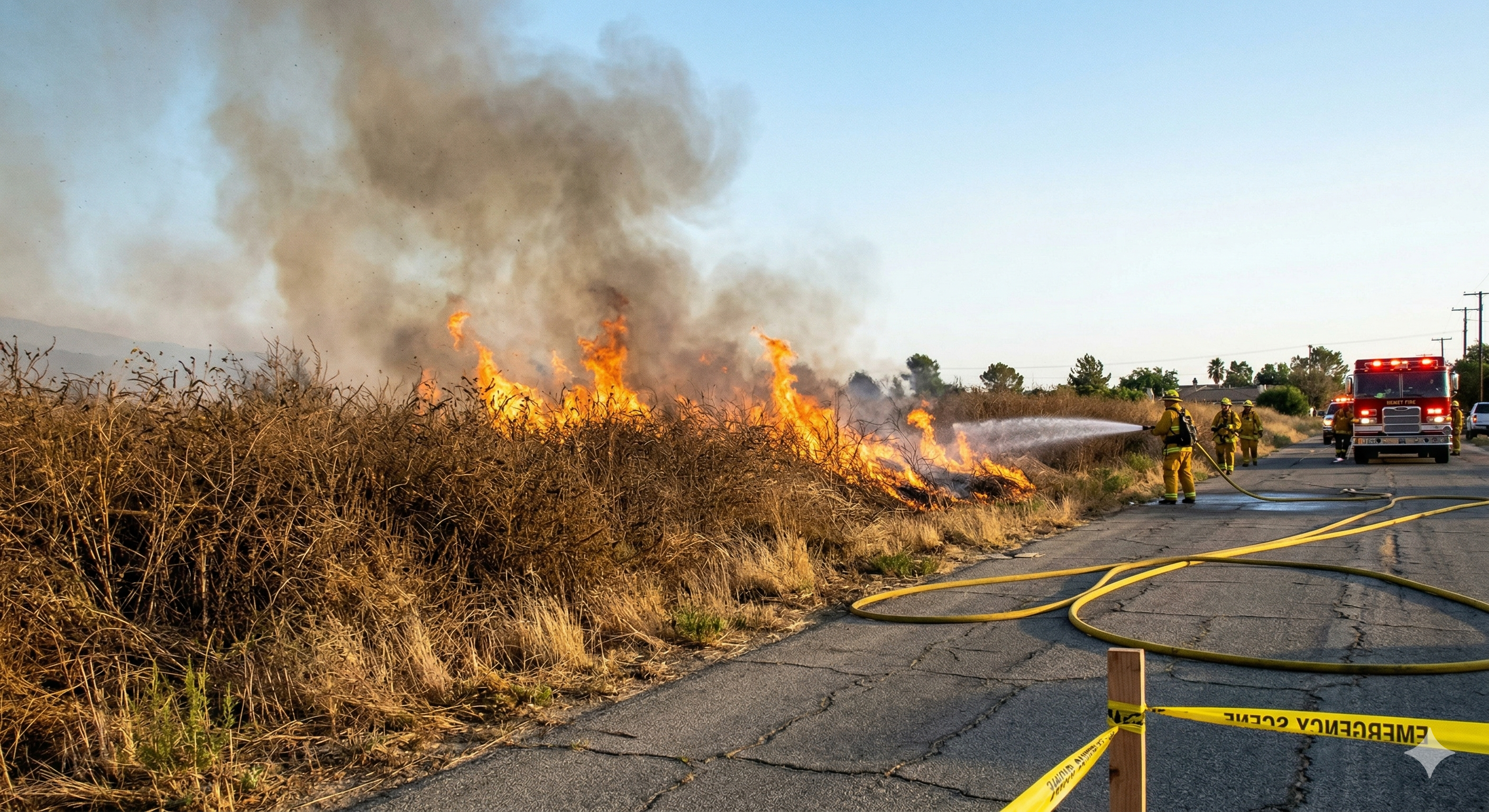Vegetation fire burns 4 acres in Hemet, prompts road closures