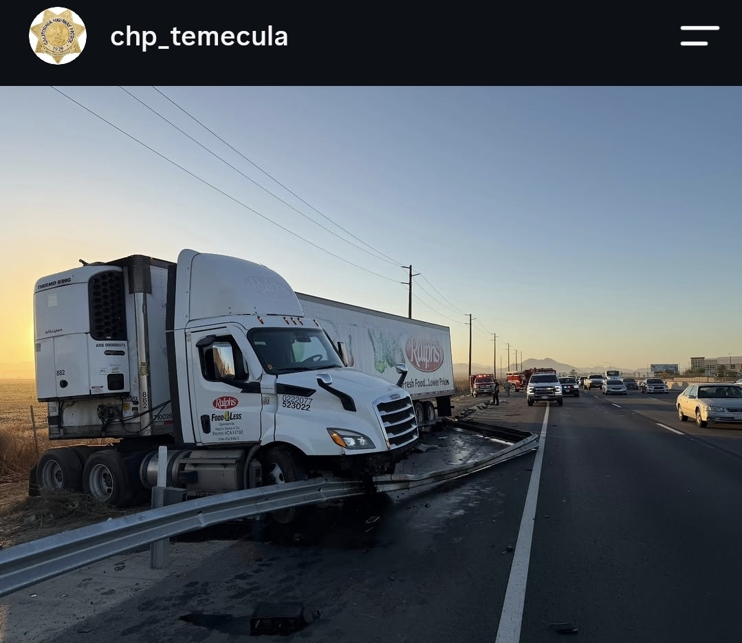Hazmat crash closes I-215 lane near SR-74